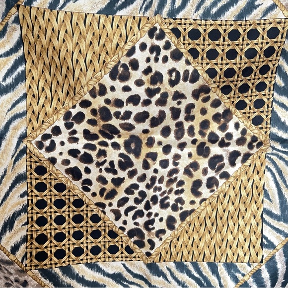 Vintage Made in Italy Animal Print Scarf | Zebra Leopard Patchwork Square - Picture 3 of 7